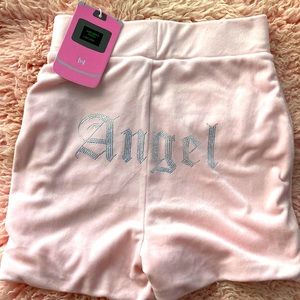 Cute meshki baby pink velvet angel booty shorts